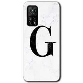 Gramaphone Mi 10T Pro Hd Desen Baskılı Arka Kapak Beyaz Mermer Desenli G Harfi Kılıf