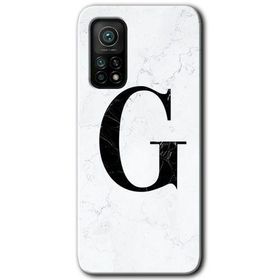 Gramaphone Mi 10T Pro Hd Desen Baskılı Arka Kapak Beyaz Mermer Desenli G Harfi Kılıf