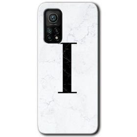 Gramaphone Mi 10T Pro Hd Desen Baskılı Arka Kapak Beyaz Mermer Desenli İ Harfi Kılıf