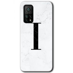 Gramaphone Mi 10T Pro Hd Desen Baskılı Arka Kapak Beyaz Mermer Desenli İ Harfi Kılıf