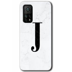 Gramaphone Mi 10T Pro Hd Desen Baskılı Arka Kapak Beyaz Mermer Desenli J Harfi Kılıf