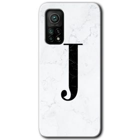 Gramaphone Mi 10T Pro Hd Desen Baskılı Arka Kapak Beyaz Mermer Desenli J Harfi Kılıf
