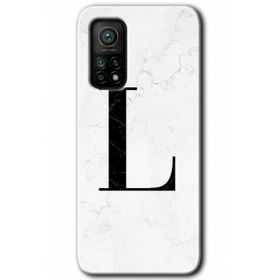 Gramaphone Mi 10T Pro Hd Desen Baskılı Arka Kapak Beyaz Mermer Desenli L Harfi Kılıf