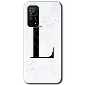 Gramaphone Mi 10T Pro Hd Desen Baskılı Arka Kapak Beyaz Mermer Desenli L Harfi Kılıf