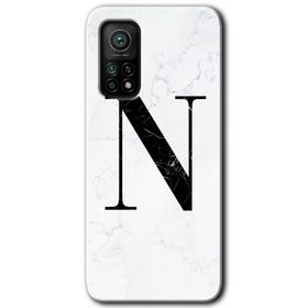 Gramaphone Mi 10T Pro Hd Desen Baskılı Arka Kapak Beyaz Mermer Desenli N Harfi Kılıf