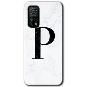 Gramaphone Mi 10T Pro Hd Desen Baskılı Arka Kapak Beyaz Mermer Desenli P Harfi Kılıf
