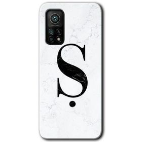 Gramaphone Mi 10T Pro Hd Desen Baskılı Arka Kapak Beyaz Mermer Desenli Ş Harfi Kılıf