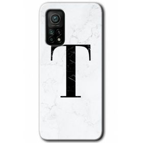 Gramaphone Mi 10T Pro Hd Desen Baskılı Arka Kapak Beyaz Mermer Desenli T Harfi Kılıf