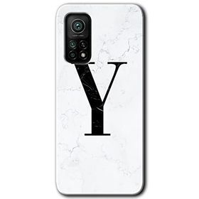 Gramaphone Mi 10T Pro Hd Desen Baskılı Arka Kapak Beyaz Mermer Desenli Y Harfi Kılıf