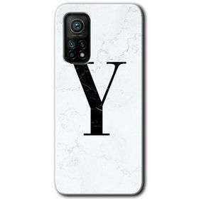Gramaphone Mi 10T Pro Hd Desen Baskılı Arka Kapak Beyaz Mermer Desenli Y Harfi Kılıf