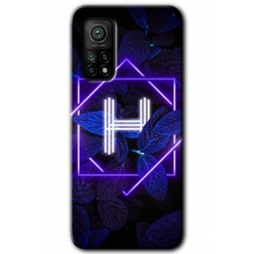 Gramaphone Mi 10T Pro Hd Desen Baskılı Arka Kapak Dark Neon Yaprak H Harfi Kılıf