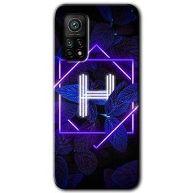 Gramaphone Mi 10T Pro Hd Desen Baskılı Arka Kapak Dark Neon Yaprak H Harfi Kılıf