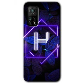 Gramaphone Mi 10T Pro Hd Desen Baskılı Arka Kapak Dark Neon Yaprak H Harfi Kılıf