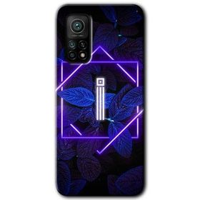Gramaphone Mi 10T Pro Hd Desen Baskılı Arka Kapak Dark Neon Yaprak I Harfi Kılıf