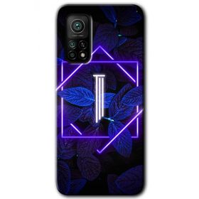 Gramaphone Mi 10T Pro Hd Desen Baskılı Arka Kapak Dark Neon Yaprak I Harfi Kılıf