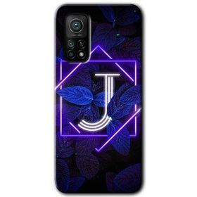 Gramaphone Mi 10T Pro Hd Desen Baskılı Arka Kapak Dark Neon Yaprak J Harfi Kılıf