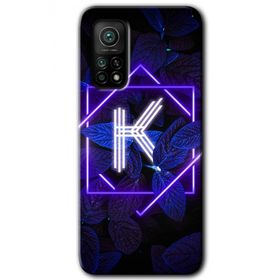 Gramaphone Mi 10T Pro Hd Desen Baskılı Arka Kapak Dark Neon Yaprak K Harfi Kılıf