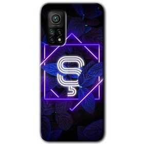 Gramaphone Mi 10T Pro Hd Desen Baskılı Arka Kapak Dark Neon Yaprak S Harfi Kılıf
