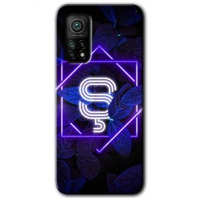 Gramaphone Mi 10T Pro Hd Desen Baskılı Arka Kapak Dark Neon Yaprak S Harfi Kılıf