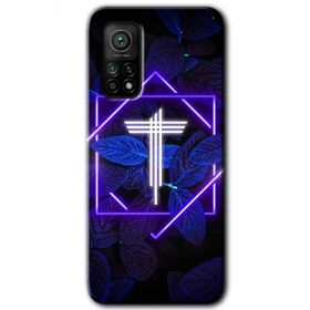 Gramaphone Mi 10T Pro Hd Desen Baskılı Arka Kapak Dark Neon Yaprak T Harfi Kılıf