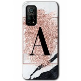 Gramaphone Mi 10T Pro Hd Desen Baskılı Arka Kapak Pembe Mermer Desenli A Harfi Kılıf