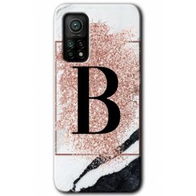 Gramaphone Mi 10T Pro Hd Desen Baskılı Arka Kapak Pembe Mermer Desenli B Harfi Kılıf