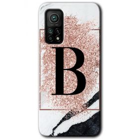 Gramaphone Mi 10T Pro Hd Desen Baskılı Arka Kapak Pembe Mermer Desenli B Harfi Kılıf