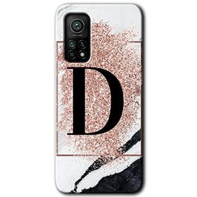 Gramaphone Mi 10T Pro Hd Desen Baskılı Arka Kapak Pembe Mermer Desenli D Harfi Kılıf