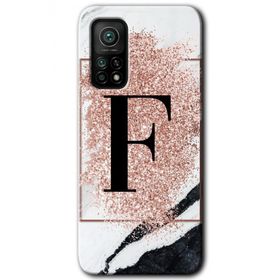 Gramaphone Mi 10T Pro Hd Desen Baskılı Arka Kapak Pembe Mermer Desenli F Harfi Kılıf