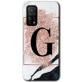 Gramaphone Mi 10T Pro Hd Desen Baskılı Arka Kapak Pembe Mermer Desenli G Harfi Kılıf