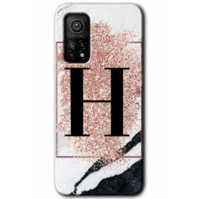 Gramaphone Mi 10T Pro Hd Desen Baskılı Arka Kapak Pembe Mermer Desenli H Harfi Kılıf