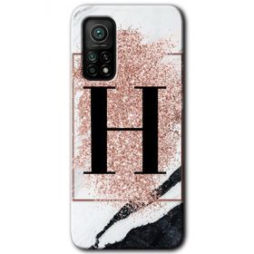 Gramaphone Mi 10T Pro Hd Desen Baskılı Arka Kapak Pembe Mermer Desenli H Harfi Kılıf