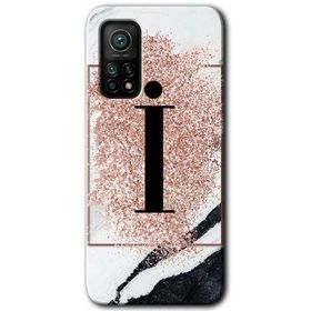 Gramaphone Mi 10T Pro Hd Desen Baskılı Arka Kapak Pembe Mermer Desenli İ Harfi Kılıf