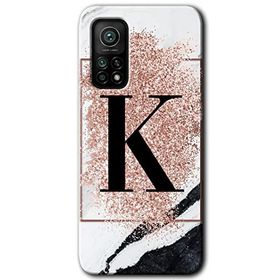 Gramaphone Mi 10T Pro Hd Desen Baskılı Arka Kapak Pembe Mermer Desenli K Harfi Kılıf