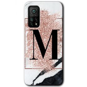 Gramaphone Mi 10T Pro Hd Desen Baskılı Arka Kapak Pembe Mermer Desenli M Harfi Kılıf