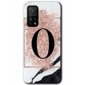 Gramaphone Mi 10T Pro Hd Desen Baskılı Arka Kapak Pembe Mermer Desenli O Harfi Kılıf