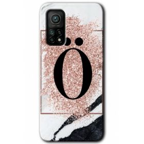 Gramaphone Mi 10T Pro Hd Desen Baskılı Arka Kapak Pembe Mermer Desenli O Harfi Kılıf