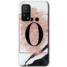 Gramaphone Mi 10T Pro Hd Desen Baskılı Arka Kapak Pembe Mermer Desenli O Harfi Kılıf