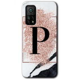 Gramaphone Mi 10T Pro Hd Desen Baskılı Arka Kapak Pembe Mermer Desenli P Harfi Kılıf
