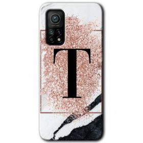 Gramaphone Mi 10T Pro Hd Desen Baskılı Arka Kapak Pembe Mermer Desenli T Harfi Kılıf