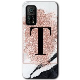 Gramaphone Mi 10T Pro Hd Desen Baskılı Arka Kapak Pembe Mermer Desenli T Harfi Kılıf