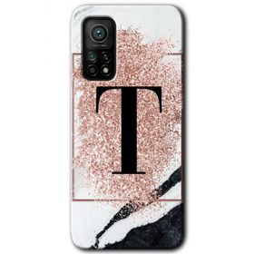 Gramaphone Mi 10T Pro Hd Desen Baskılı Arka Kapak Pembe Mermer Desenli T Harfi Kılıf