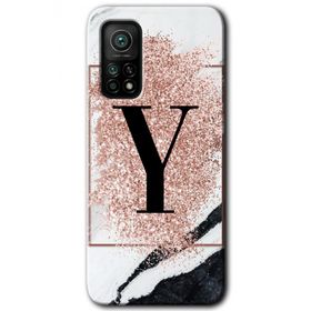 Gramaphone Mi 10T Pro Hd Desen Baskılı Arka Kapak Pembe Mermer Desenli Y Harfi Kılıf