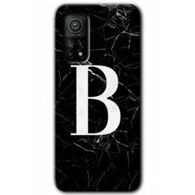 Gramaphone Mi 10T Pro Hd Desen Baskılı Arka Kapak Siyah Mermer Desenli B Harfi Kılıf