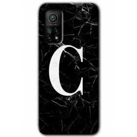 Gramaphone Mi 10T Pro Hd Desen Baskılı Arka Kapak Siyah Mermer Desenli C Harfi Kılıf