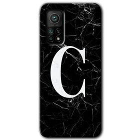 Gramaphone Mi 10T Pro Hd Desen Baskılı Arka Kapak Siyah Mermer Desenli C Harfi Kılıf