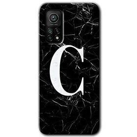 Gramaphone Mi 10T Pro Hd Desen Baskılı Arka Kapak Siyah Mermer Desenli C Harfi Kılıf