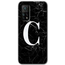 Gramaphone Mi 10T Pro Hd Desen Baskılı Arka Kapak Siyah Mermer Desenli C Harfi Kılıf