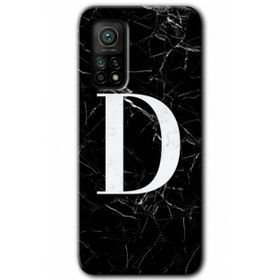 Gramaphone Mi 10T Pro Hd Desen Baskılı Arka Kapak Siyah Mermer Desenli D Harfi Kılıf