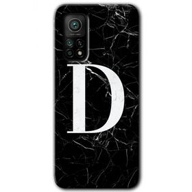 Gramaphone Mi 10T Pro Hd Desen Baskılı Arka Kapak Siyah Mermer Desenli D Harfi Kılıf